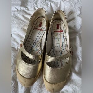 Ecco brand gold Mary Jane Flats